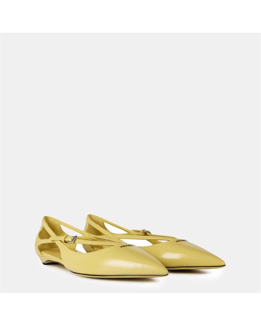 Prada Yellow Openwork Ballet Flats