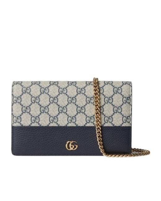 Gucci Gray Gg Marmont Canvas Mini Chain Bag