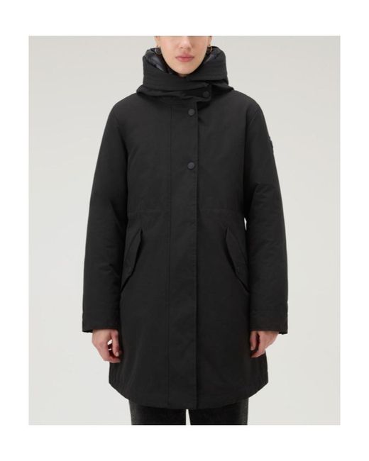 Woolrich Black Zip-Up Reversible Coat