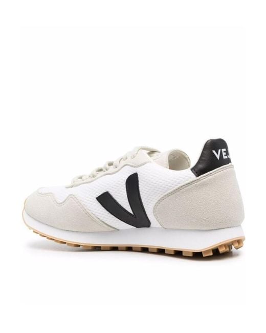 Veja White Logo-Patch Low-Top Sneakers for men