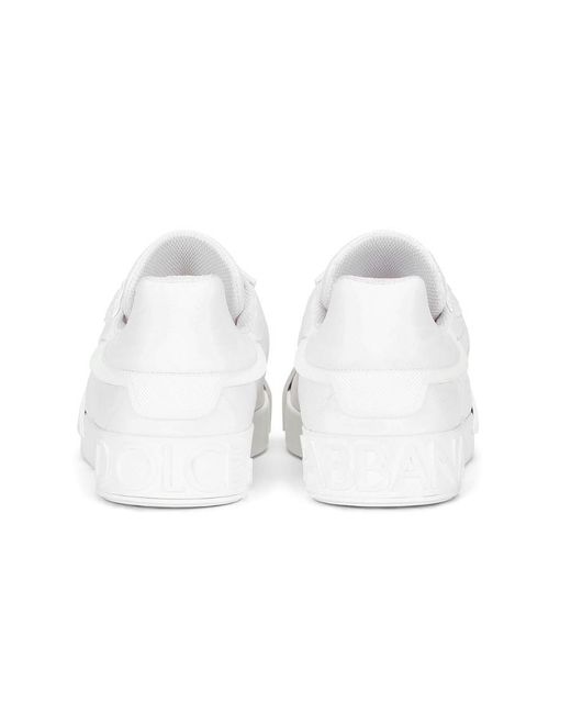 Dolce & Gabbana White Logo-Print Lace-Up Sneakers for men