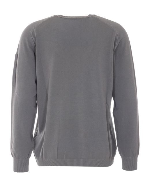 C P Company Gray Lens Detailed Crewneck Sweater for men