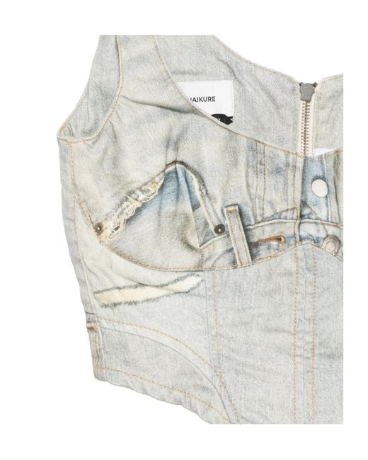 Haikure Gray Zip Bustier Top