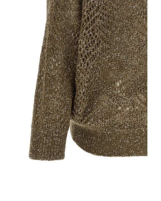 Brunello Cucinelli Green 'Dazzling Abstract Leaf' Cardigan