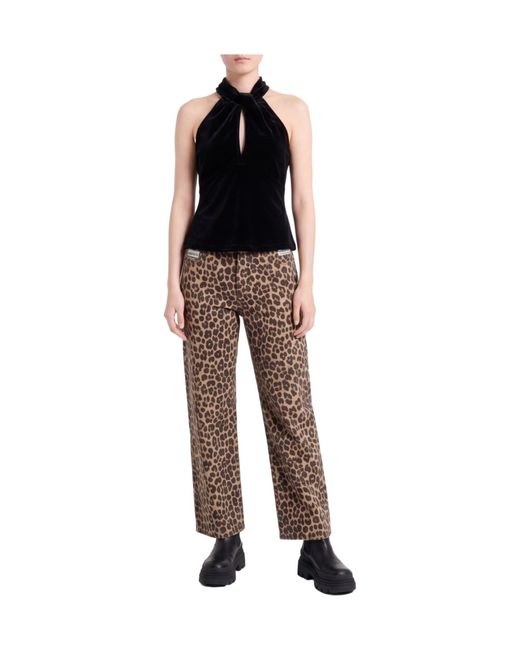Ganni Black Solid-Color Knitted Sleeveless Top