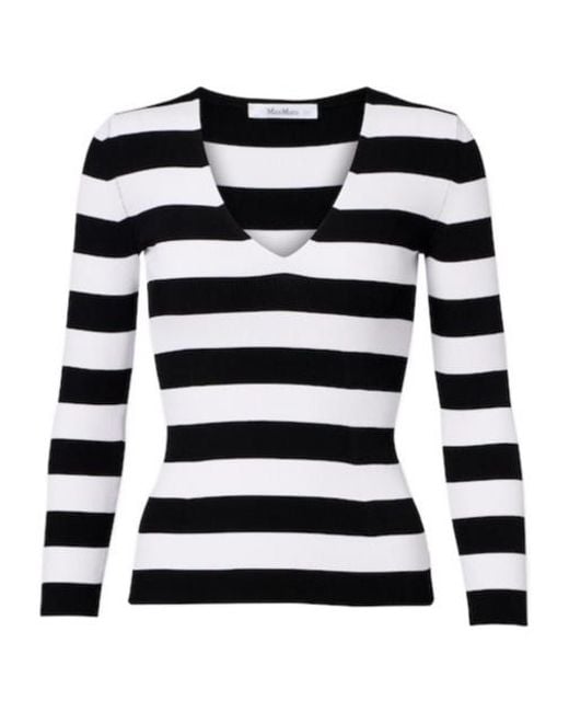 Max Mara Black Classic Striped Knitted Sweater