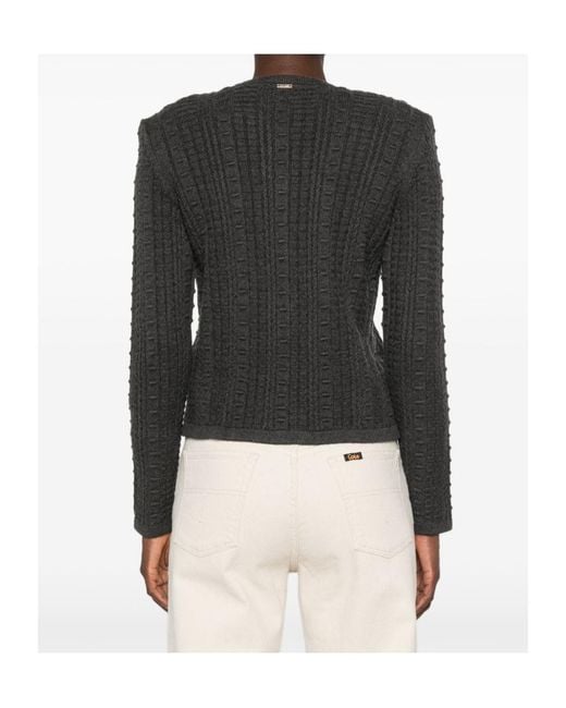Twinset Black Button-Up Crewneck Jacket