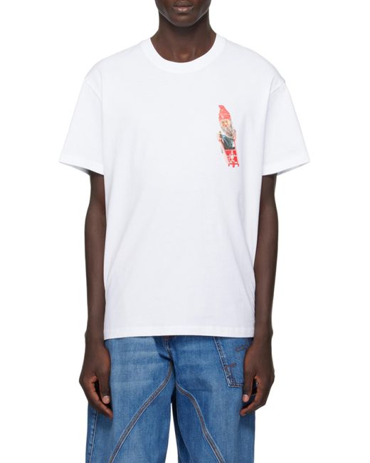 J.W. Anderson White Jw Anderson Gnome-Printed Crewneck T-Shirt for men