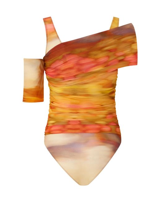 Pinko Orange Abstract-Print Bodysuit