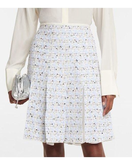 Giambattista Valli White High-Rise Tweed Miniskirt