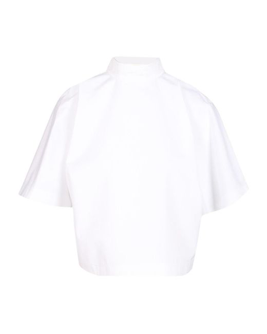 Alaïa White Alaïa Short Sleeve Cropped Top