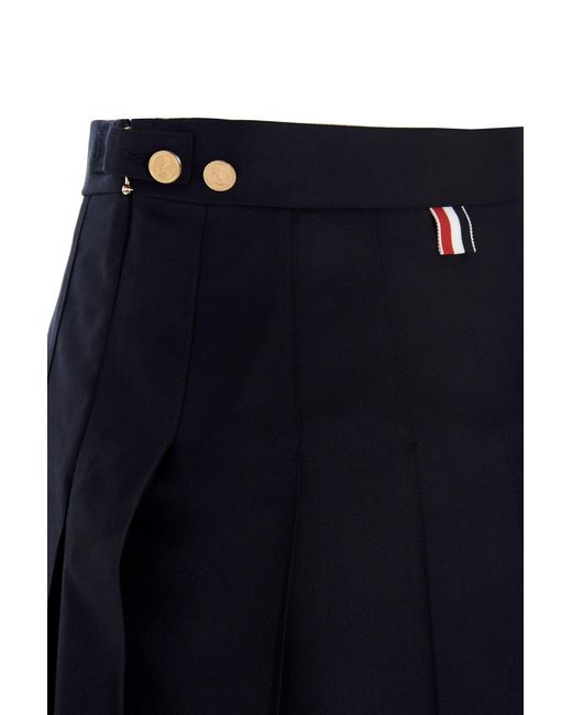 Thom Browne Blue Pleated Mini Skirt