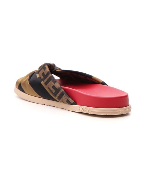 Fendi Red Cross Slippers
