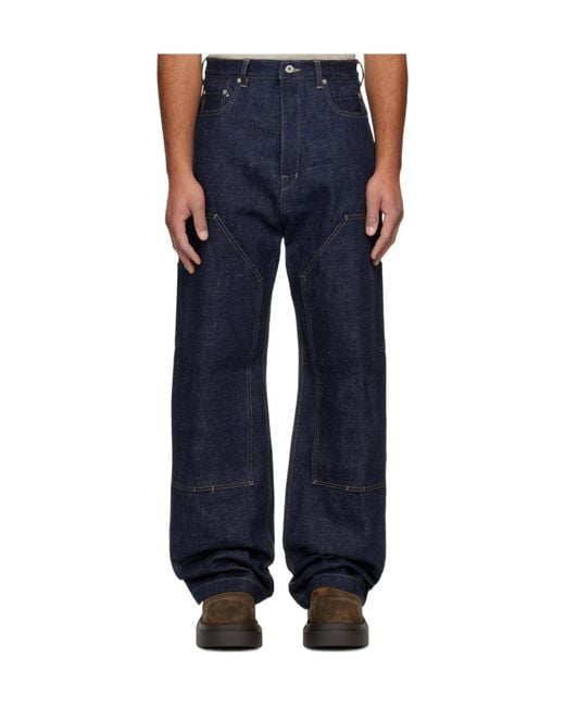 Rick Owens Blue Panelled Design Jeans for men