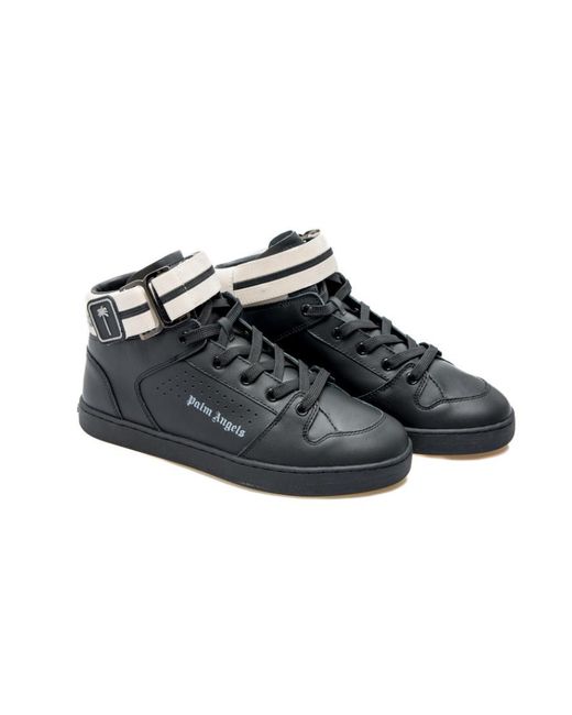 Palm Angels Black Logo-Patch High-Top Sneakers for men