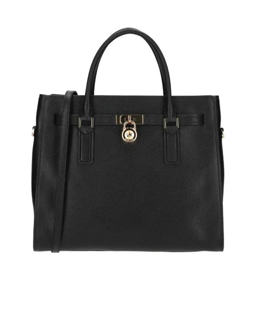Michael Kors Black Large Hamilton Moderne Padlock-Detail Tote Bag