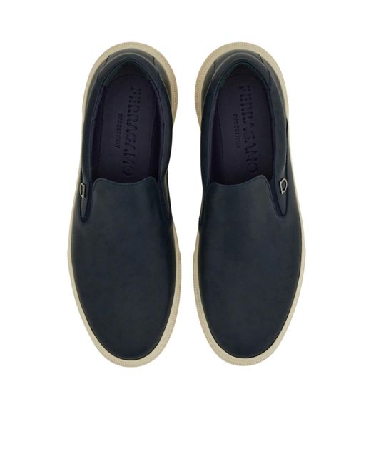 Ferragamo Blue A Pair Of Low-Cut Casual Shoes for men
