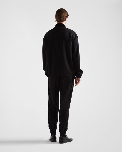 Prada Black Pressed-Crease Velvet Tailored Trousers for men