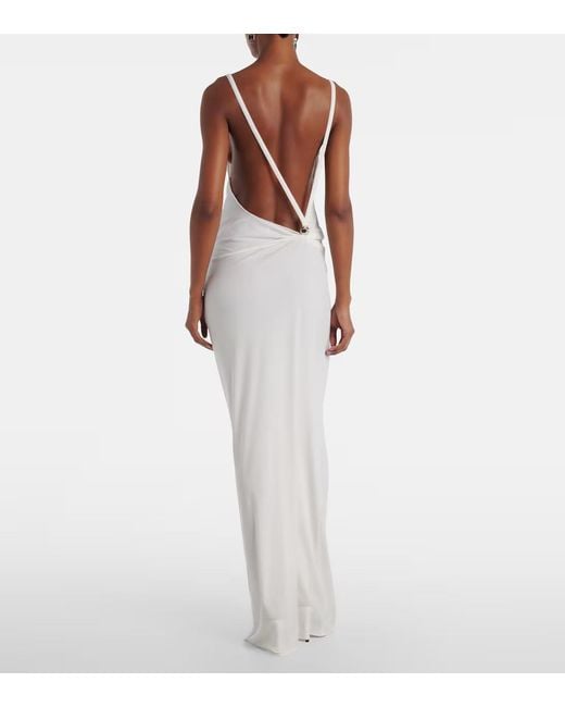 Coperni White Draped Back Knit Super Long Dress