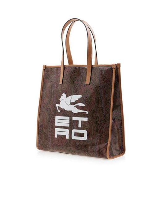 Etro Brown Logo-Print Tote Bag for men