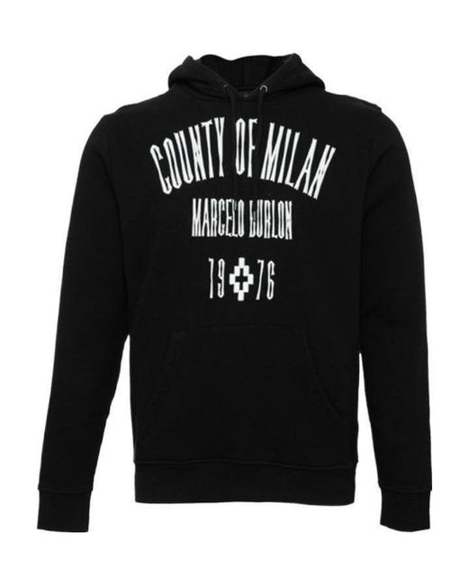 Marcelo Burlon Black Logo Printed Hooded Sweater for men