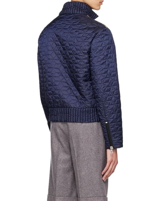 Gucci Blue Quilted Gg-Detail Jacket for men