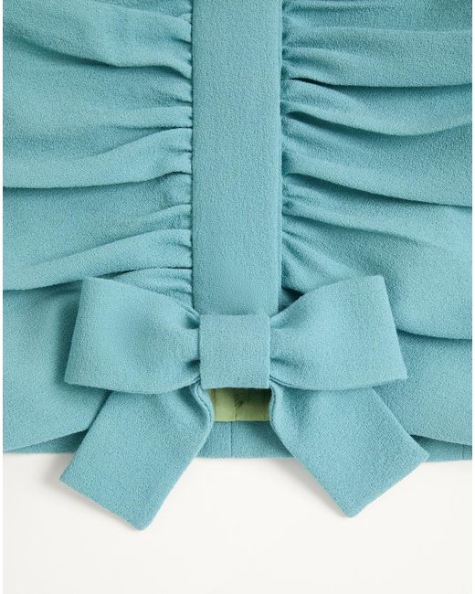 Valentino Blue Bow Detailed Ruched Jacket
