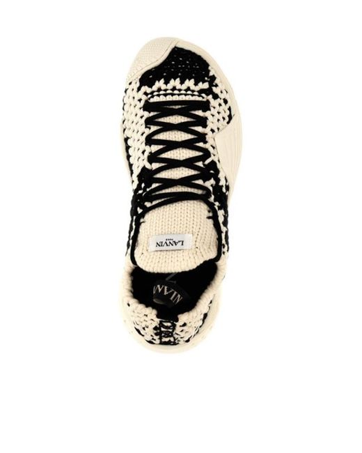 Lanvin Natural Flash-X Crochet-Knit Lace-Up Sneakers