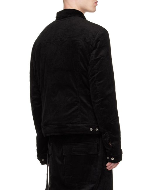 Rick Owens Black Button-Down Corduroy Worker Jacket for men
