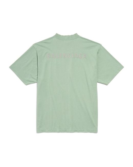 Balenciaga Green Cotton Logo T-Shirt for men