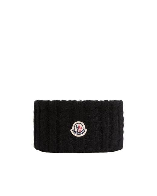 Moncler Black Cable Knit Alpaca Blend Headband