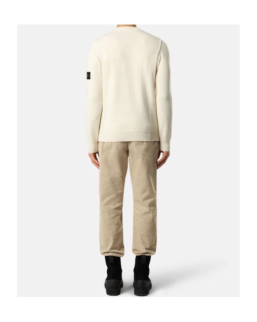 Stone Island White Logo Patch Crewneck Jumper for men