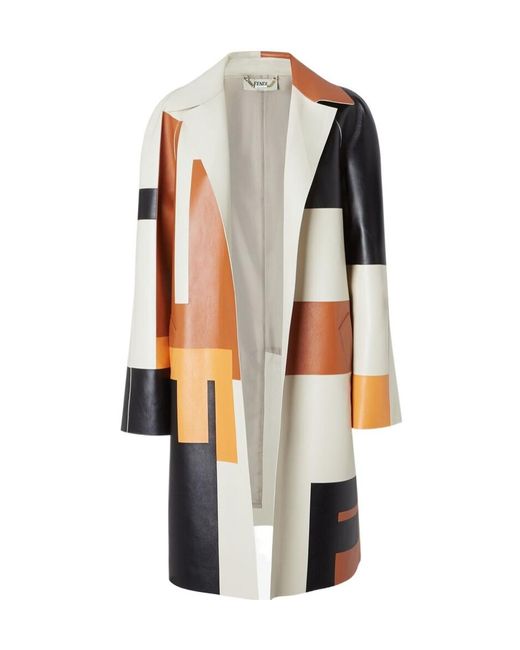 Fendi Metallic Multicolour Inlaid Leather Overcoat