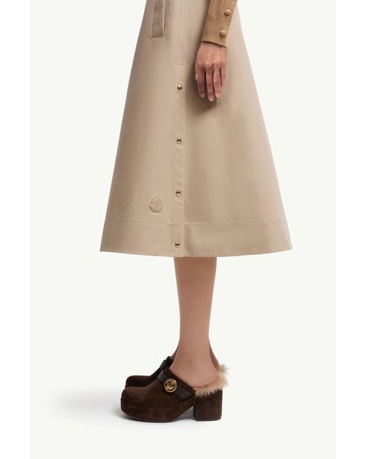 Moncler Natural Logo Patch A-Line Midi Skirt