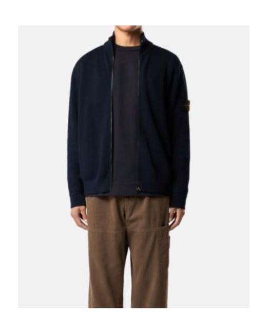 Stone Island Blue Logo Patch Zip-Up Jumper for men