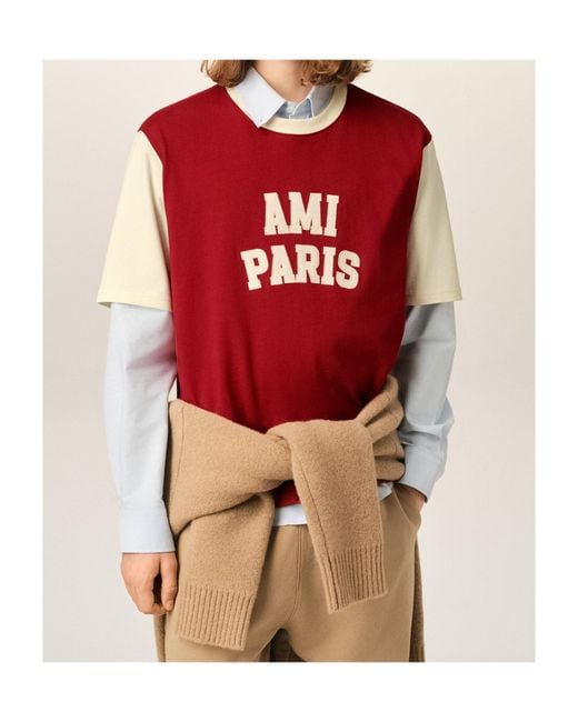AMI Red Short-Sleeved T-Shirt for men