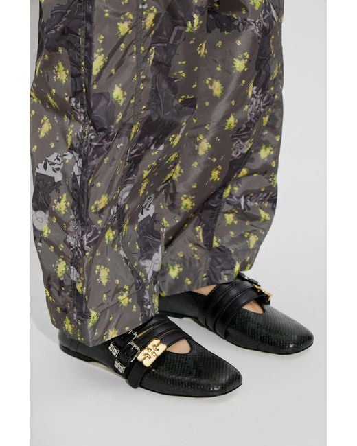 Ganni Black Buckled Strap Ballet Flats