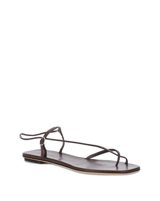 Soeur White Flat Leather Sandals