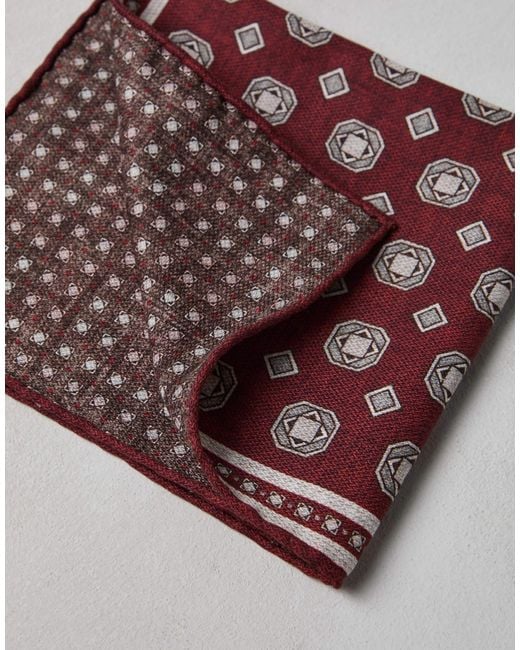 Brunello Cucinelli Red Logo Patch Graphic Printed Pocket Square for men