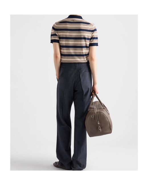 Prada Blue Cotton Polo Shirt for men