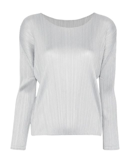 Pleats Please Issey Miyake Gray Pleated Top
