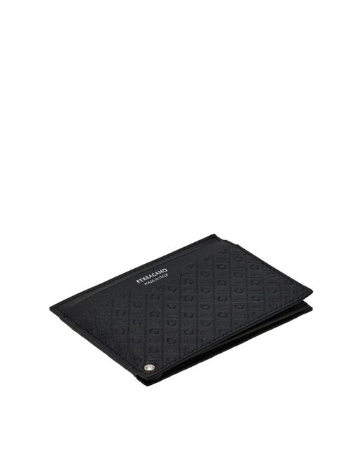 Ferragamo Black Lettering Credit Card Holder for men