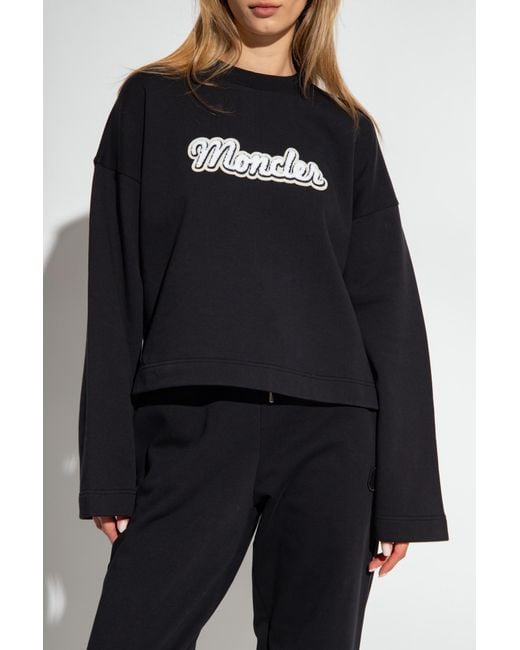 Moncler Black Logo Printed Crewneck Sweatshirt