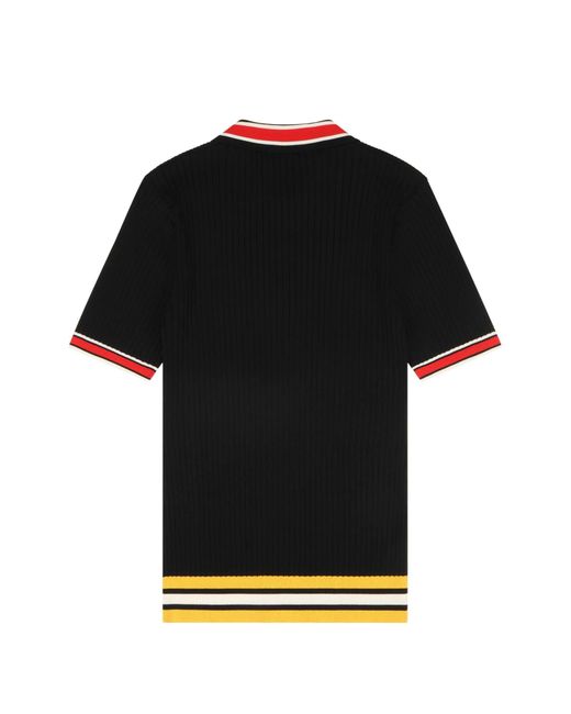 Entire studios Black Striped Ribbed Polo Shirt