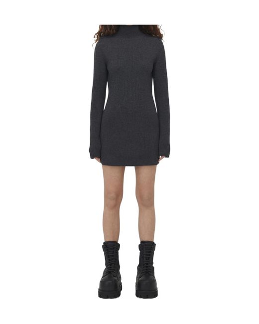 McQueen Blue Ribbed Knit Mini Dress