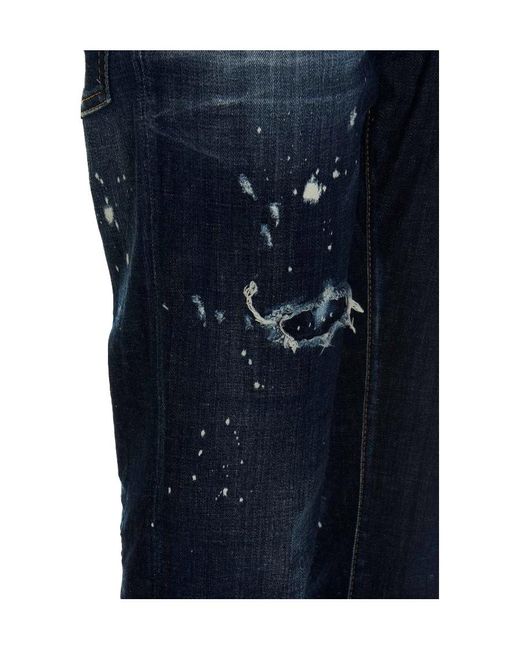 DSquared² Blue Distressed Skinny Jeans for men