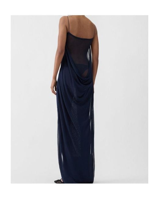 Jacquemus Blue Plumetis Sheer Detailed Maxi Dress