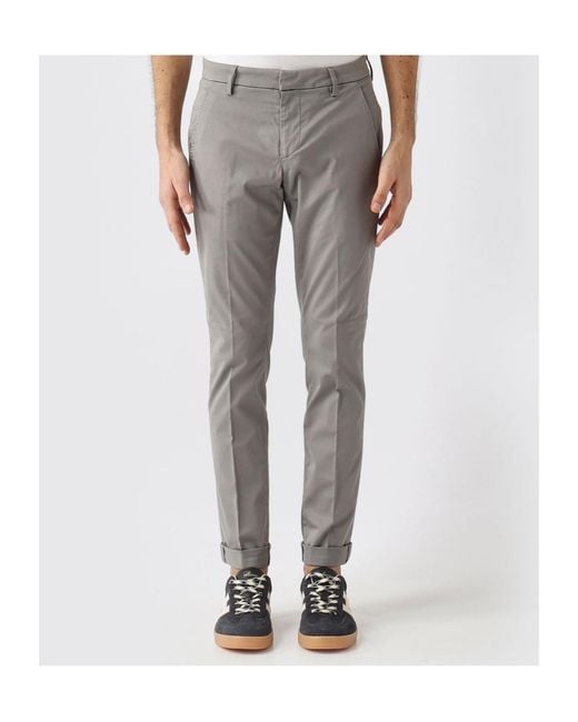 Dondup Gray Slim Chino Pants for men