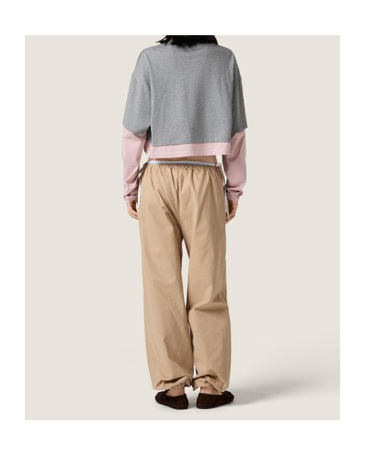 Miu Miu Gray Cotton Jersey T-Shirt
