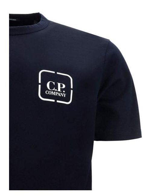 C P Company Blue Graphic-Print Cotton T-Shirt for men